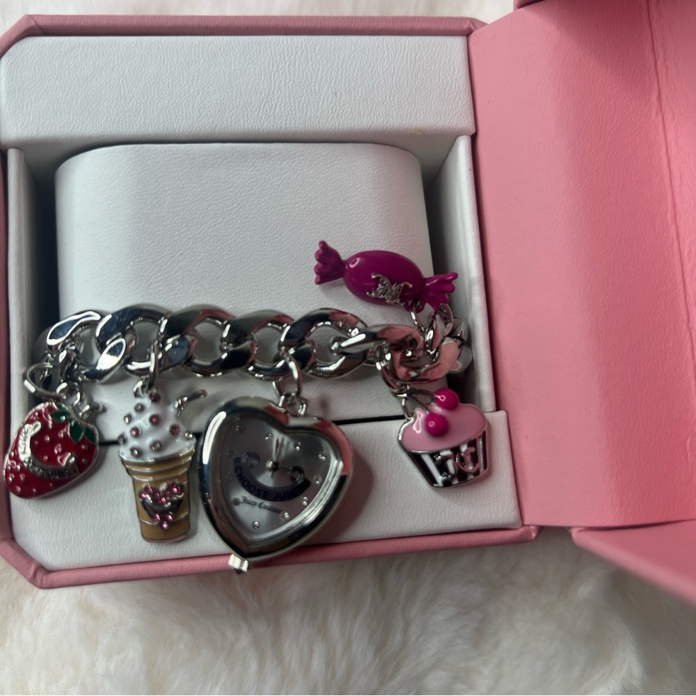 Charming Silver Bracelet with Heart Watch